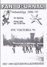 Programm Frankfurter FC Viktoria ´91 - FSV 1995 Ketzin/Falkenrehde 1996/97