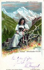 Schweiz, Frau in Trachtenkleidung, Berner Oberland Tracht, sign. Steinmann, 1901