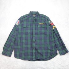 Polo Ralph Lauren Hemd Herren Gr. L Flanell Shirt Militär Tartan USMC Plaid Karo