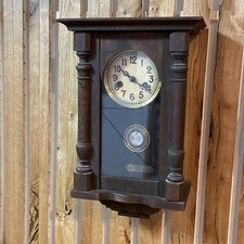 Antike Regulator Wanduhr Holz Gehäuse R-A Graviert Werk B Punziert