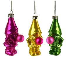 Zwerg Wichtel Weihnachtsanhänger Glas pink grün Christbaum Schmuck Weihnachten