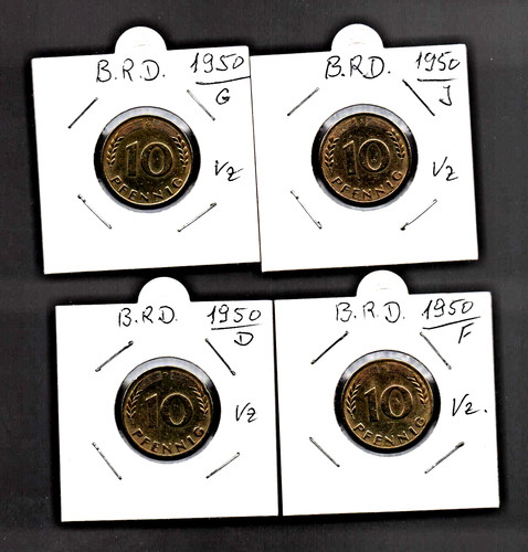 Brd komplettsatz pfennig - brd,, 10