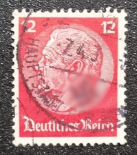 12 Pfennig Hindenburg-Briefmarke Deutsches Reich seltener Stempel Sammlerstück 