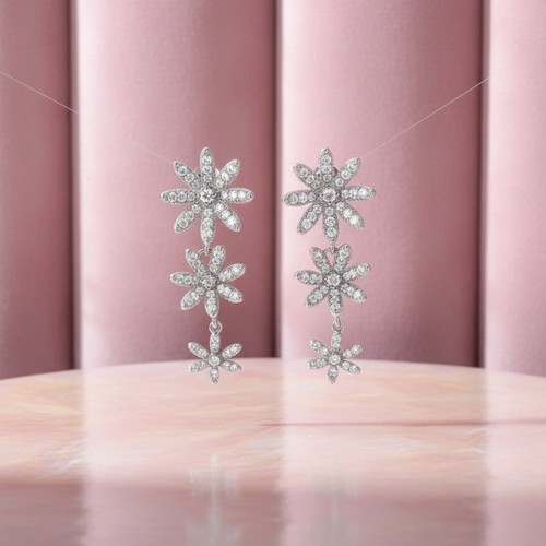 Lange blumen ohrringe sterling - blumen,