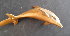 Ausgeformter Delfin Brieföffner 1960er Messing letter opener Fisch