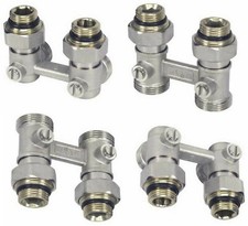 Hahnblock Heizkörper Zweirohr Ventil Eurokonus ECK, DURCHGANG