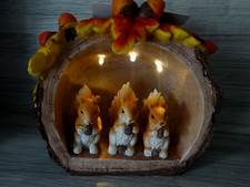 Solar Dekofigur-3 Eichhörnchen Baumhöhle--Deko-Solarleuchte-Solarlampe-18 cm *