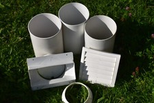 Küchenabluft Set Mauerkasten Ø150 Teleskop Rohre Rundrohrsystem Dunstabzugshaube