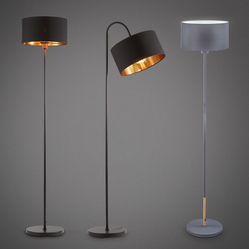 Stehlampe schwarz grau stoff - stehlampe,
