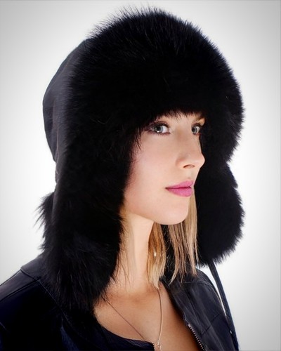 Pelzmütze aus schwarz fuchs - pelzmütze,