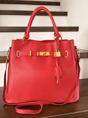 Handtasche leder rot aus - leder,