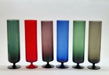 Ingrid Glas Sektgläser 16,5 cm 6 Stück bunt Sektflöte mundgeblasen 50er 60er