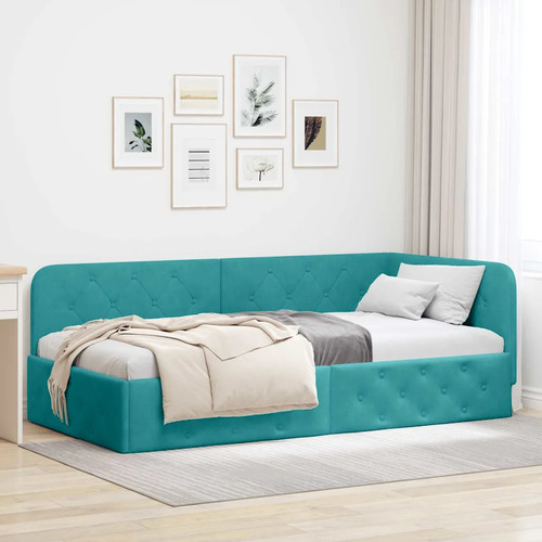 Eckbettgestell samt samtbett - eckbettgestell,