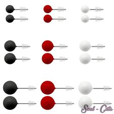 1 Set Ohrstecker Kugeln weiß schwarz rot Perlen Ohrringe Rockabilly 60s 70s