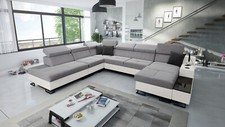 Ecksofa mit Schlaffunktion Fosti X Wohnlandschaft U-Form XXL Schlafsofa Groß 26