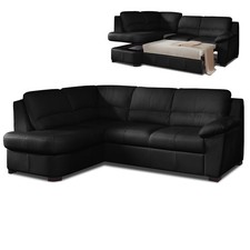 Ledersofa - schwarz -