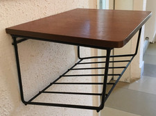 string telefonablage VINTAGE flurablage telefonregal klein, holz metall, schwarz