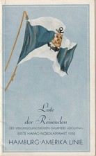 Broschüre der Hamburg-Amerika-Linie HAPAG 1932 Liste der Reisenden