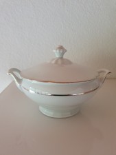 vintage Schüssel mit Deckel Terrine Suppenterrine Porzellan weiß Goldrand KAHLA