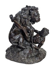 Lion Löwe fight Kampf hunter Jäger Bronze Statue sculpture Faillot 1840