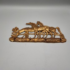 Schlüsselleiste Schlüsselbrett Pferde Wiese Weide Zaun Messing für Garderobe