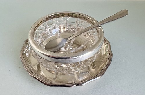 Schale glas silber rand antik - schale,