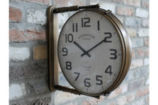 38 cm Metall Wanduhr - Bahnhofsstil doppelseitig - gealtertes gold arabisches Zifferblatt