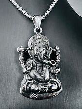 Hindu Ganesha Elefanten Gott Anhänger Edelstahl Kette Erfolg Glück Religion 276A