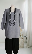Pullover Tunika Überwurf 46 48 50 52 54 mit Kaschmir und Seide grau