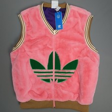 Adidas Originals Pink Fur Trefoil Gilet Adicolor Unisex Zip Vest BNWT Size Small