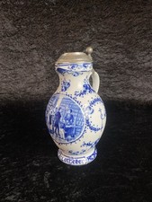 Bierkrug Weinkrug Krug APOTHEKER Dr. Merkle Atelier Porzellan Kobalt Zinndeckel