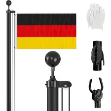 Fahnenmast 6m Aluminium Garten Fahnenmast Flaggenmast mit  Flagge Außen