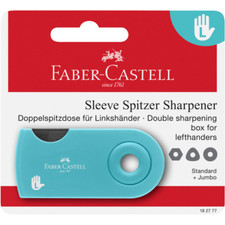 Faber Castell Anspitzer Linkshänder Sleeve türkis Standard und Jumbo