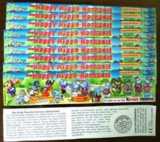 1999 Die Happy Hippo Hochzeit, 10 identische BPZ, Ferrero, Ü-Ei, uralt