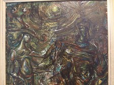 Ölbild, abstrakte Komposition, Mythologie, Surrealismus, starke Farben...