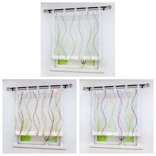 Raffrollo mit Schlaufen Raffgardine ohne Bohren Küche Gardinen Modern Voile