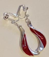 Ohrclips Clips rot Emaille