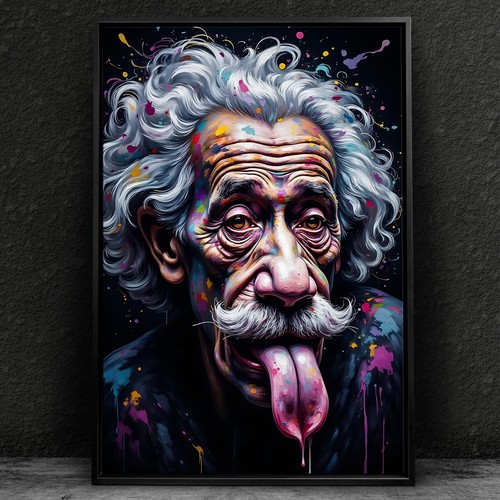 Wandbild bunt albert einstein - wandbild,,
