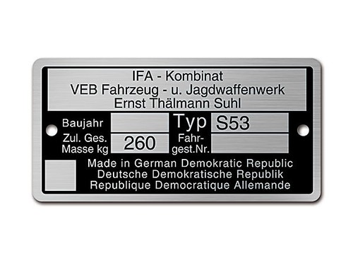 Typenschild pass für - , simson