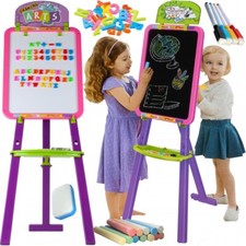 MalPlay Kinder Staffelei 3 in 1 anwendbar als Kreidetafel Magnettafel Maltafel