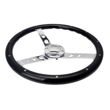 380mm Mahagoni Holz Oldtimer Lenkrad 15 Zoll Chromspeichen mit Horn-Zubehör