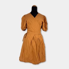 Wickelkleid Leinen Damen Gr. L H&M Senfgelb Sommer Freizeit