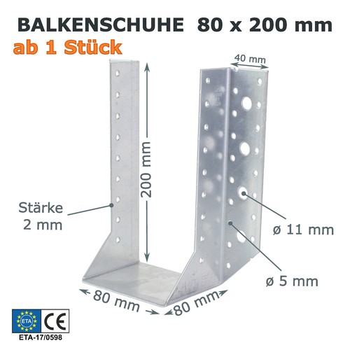 Balkenschuhe 80x200mm mit - , eta