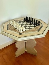 Schachtisch Marmor, achteckig