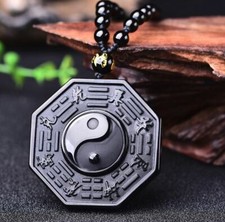 FengShui Jade-Anhänger mit 0,6meter Halskette 5x5cm 46g Amulett Obsidian TOP