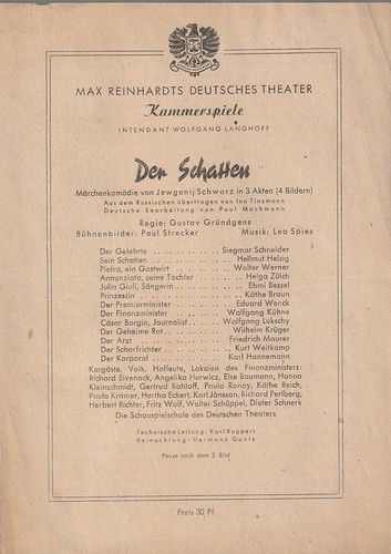 Theaterzettel jewgenij schwarz - theaterzettel,