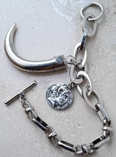 Massives Armband Zahn + Münze, Tribal, Rock, Metall