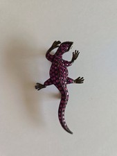 Silberbrosche 925 mit Rubine , Eidechse