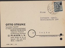 PLAUEN, Postkarte 1946 Otto Strunz Automobil-Bedarf Fabrik Vulkanisier-Werkstatt