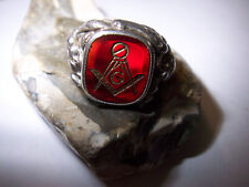 Freimaurer-rote-Loge-Ring-935-Silber-Zirkel-Winkel-Adler-Löwe-1920-1950